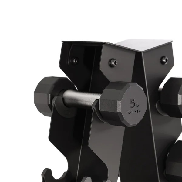 Cethtntr 12-sided 210 lb. Rubber Dumthtbbell Set with Rack and 1-year Cethtntr Membership