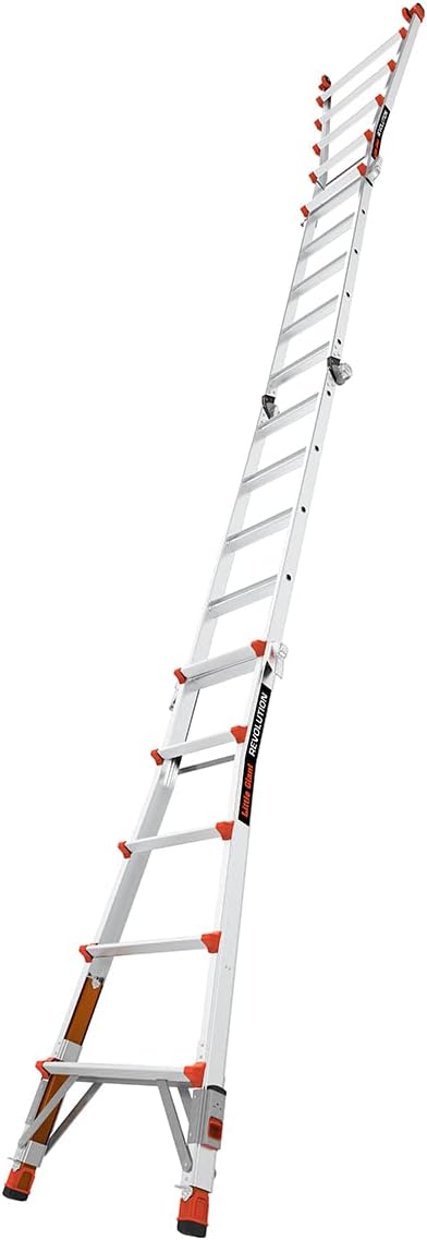 Revothtlution 2.0, Model 22 - ANSI Type IA - 300 lb Rated, Aluminum Articulated Extendable Ladthtder with TIP & Glide Wheels and Ratchet Levelers
