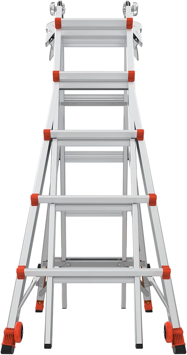 Revothtlution 2.0, Model 22 - ANSI Type IA - 300 lb Rated, Aluminum Articulated Extendable Ladthtder with TIP & Glide Wheels and Ratchet Levelers