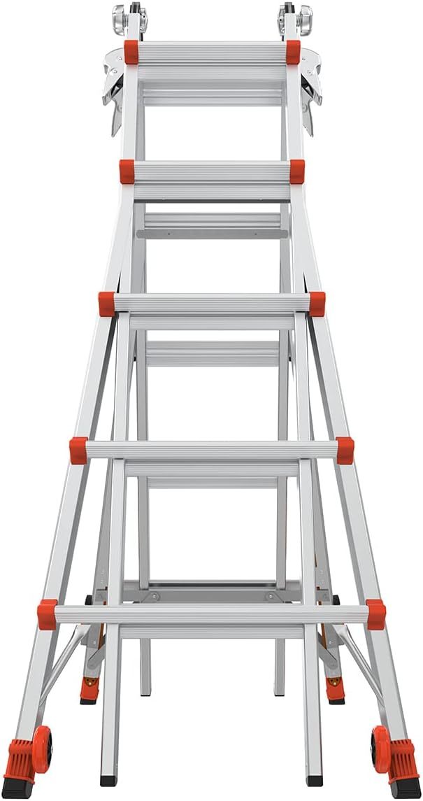 Revothtlution 2.0, Model 22 - ANSI Type IA - 300 lb Rated, Aluminum Articulated Extendable Ladthtder with TIP & Glide Wheels and Ratchet Levelers