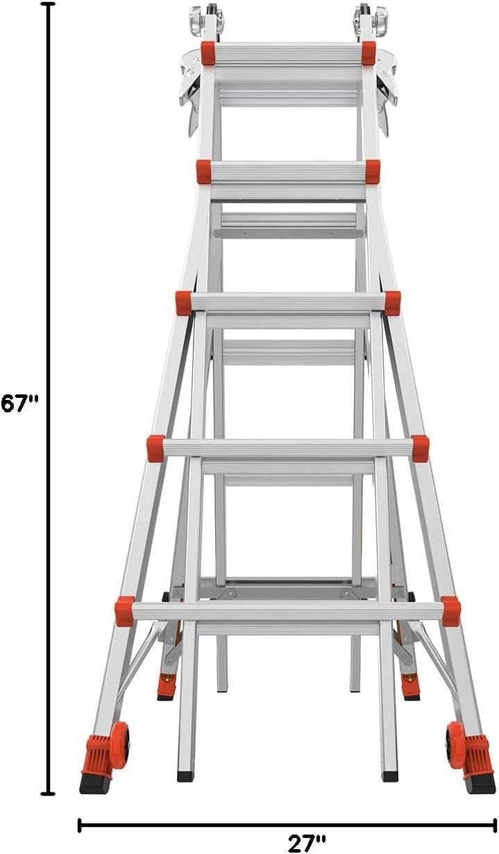 Revothtlution 2.0, Model 22 - ANSI Type IA - 300 lb Rated, Aluminum Articulated Extendable Ladthtder with TIP & Glide Wheels and Ratchet Levelers