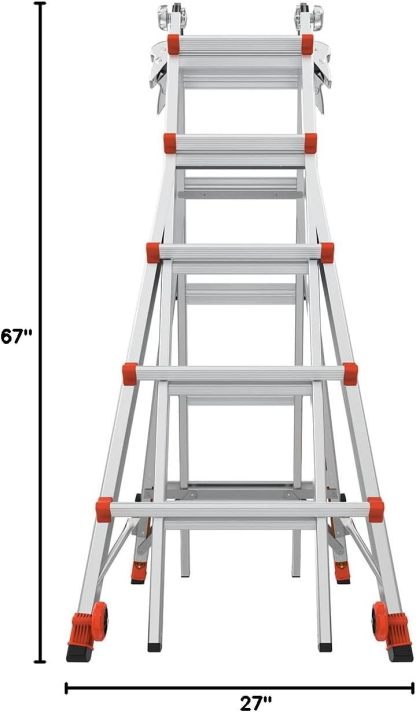 Revothtlution 2.0, Model 22 - ANSI Type IA - 300 lb Rated, Aluminum Articulated Extendable Ladthtder with TIP & Glide Wheels and Ratchet Levelers