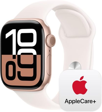 Apple Watch Series 10 [GPS 42mm case] Smartwatch with Silver Aluminium Case with Denim Sport Band - S/M. Fitness Tracker, ECG App, Always-On Retina Display, Water Resistant
