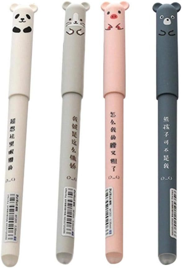 4 Pcs Gel Pen 0.35mm Black Ink Animal Gel Pen