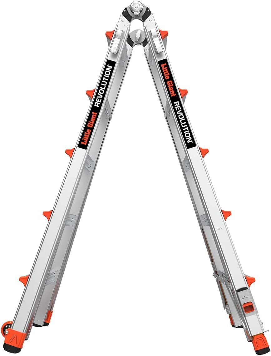 Revothtlution 2.0, Model 22 - ANSI Type IA - 300 lb Rated, Aluminum Articulated Extendable Ladthtder with TIP & Glide Wheels and Ratchet Levelers