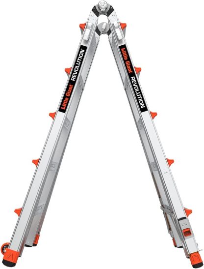 Revothtlution 2.0, Model 22 - ANSI Type IA - 300 lb Rated, Aluminum Articulated Extendable Ladthtder with TIP & Glide Wheels and Ratchet Levelers