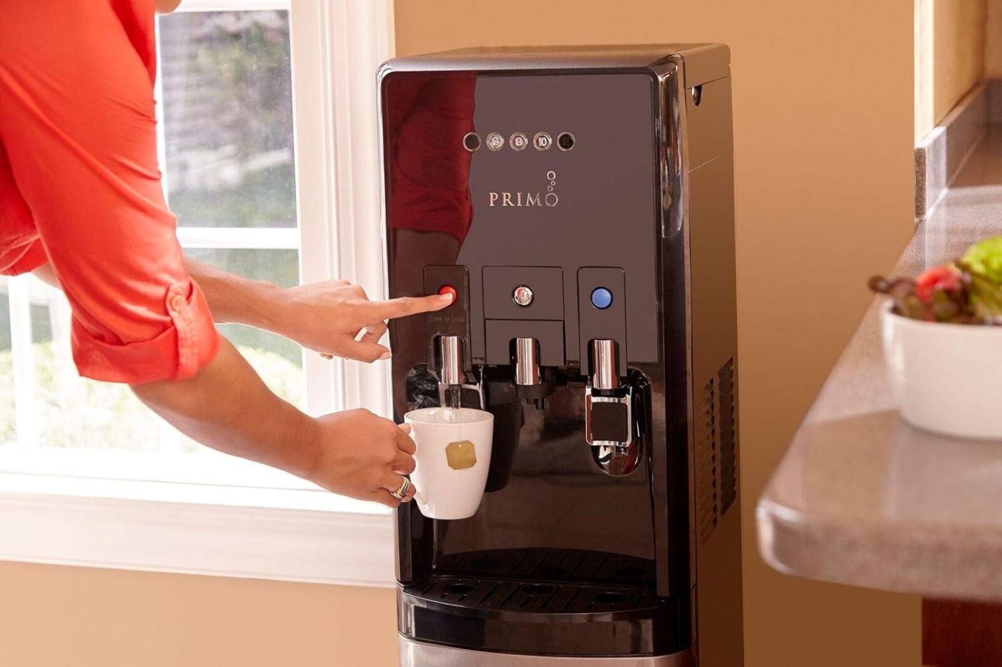 Primo hTRIO Black Bottom Loading Water Dispenser with Single-Serve Coffee Machine Built-In