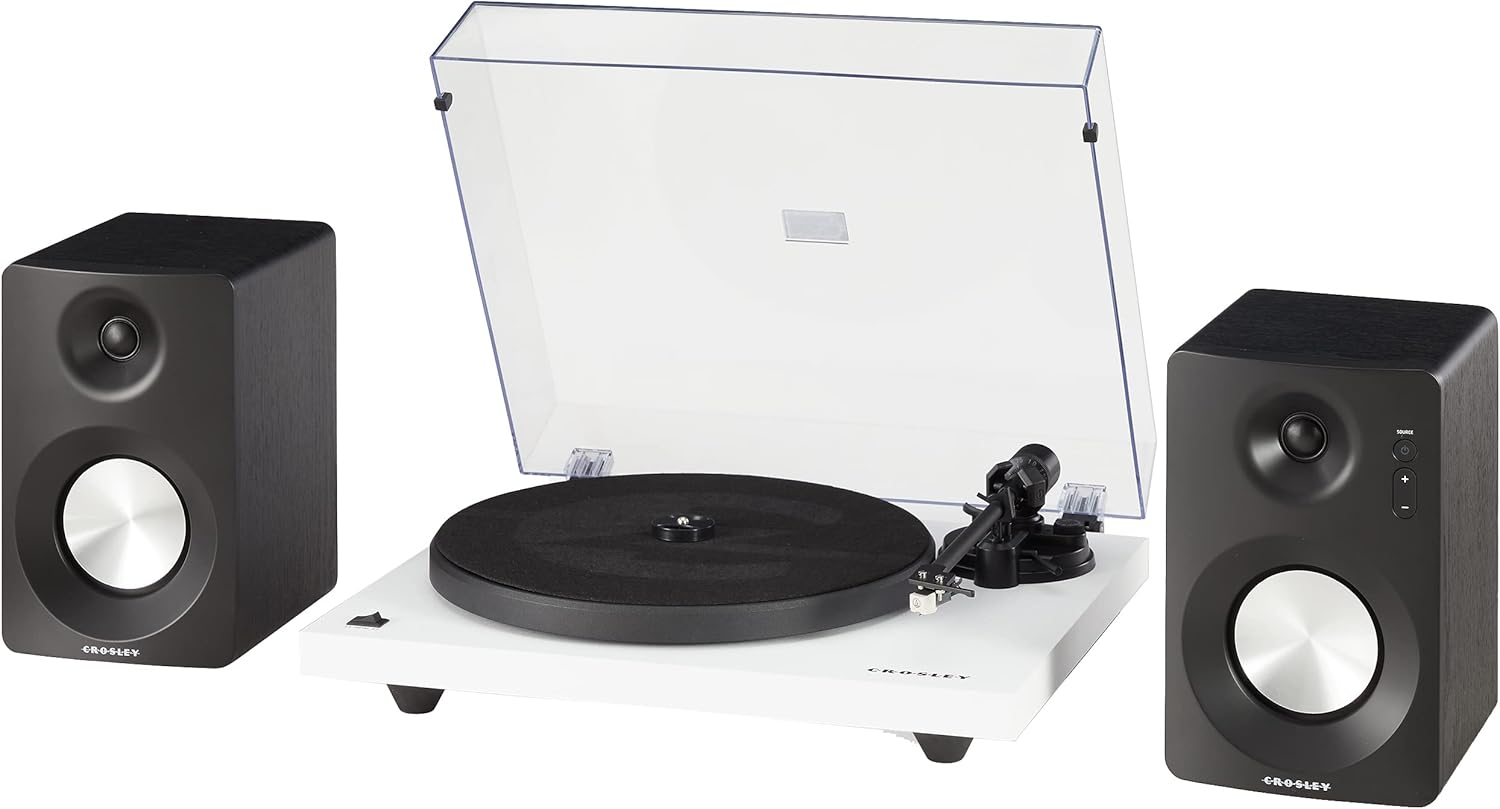 Crosley C6B-WH Belt-Drive Bluetooth Turntable Record Player with Adjustable Tone Arm, White