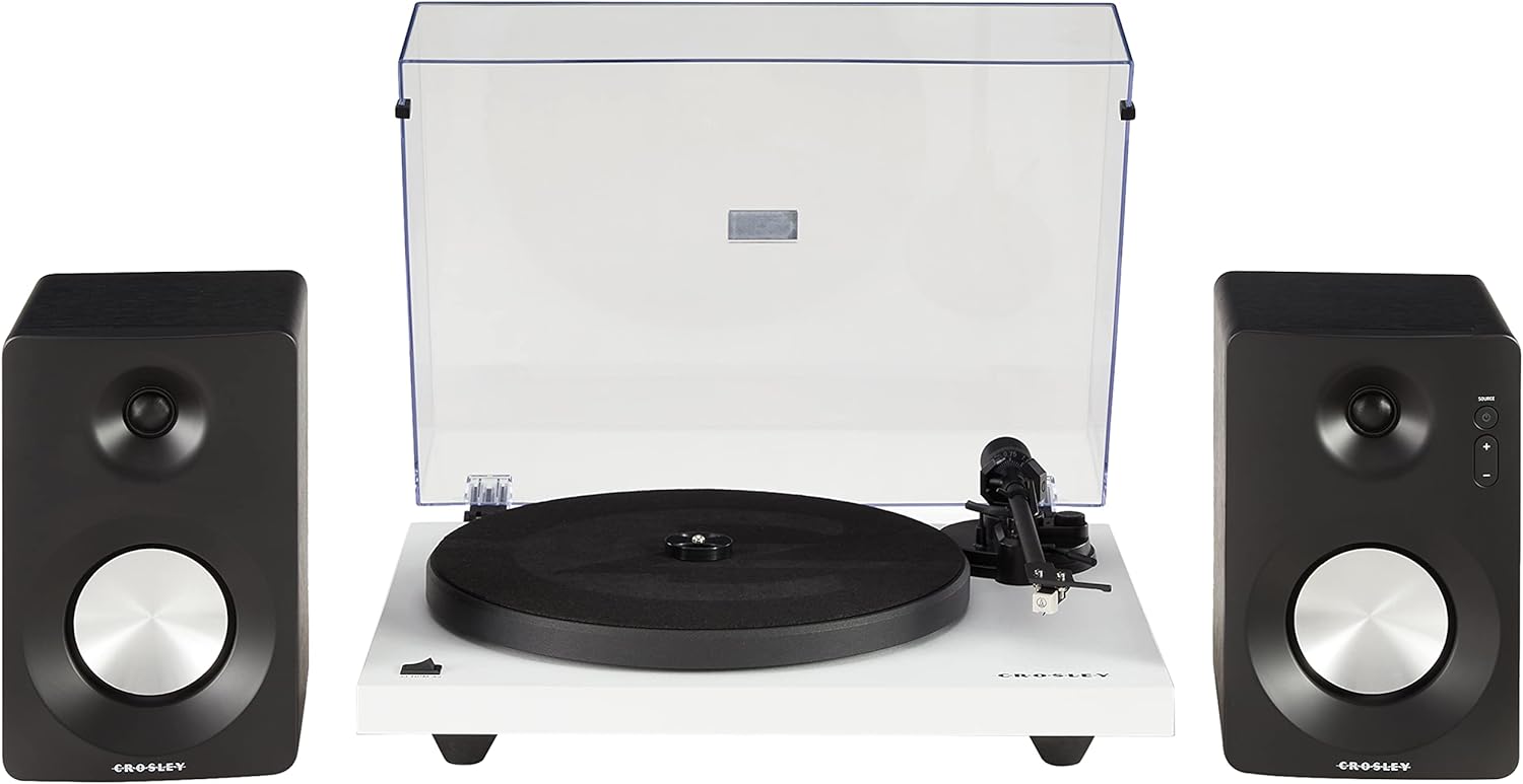 Crosley C6B-WH Belt-Drive Bluetooth Turntable Record Player with Adjustable Tone Arm, White