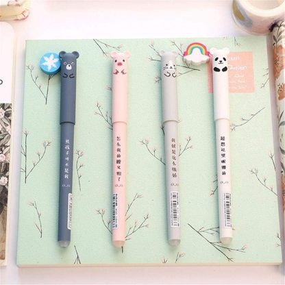 4 Pcs Gel Pen 0.35mm Black Ink Animal Gel Pen