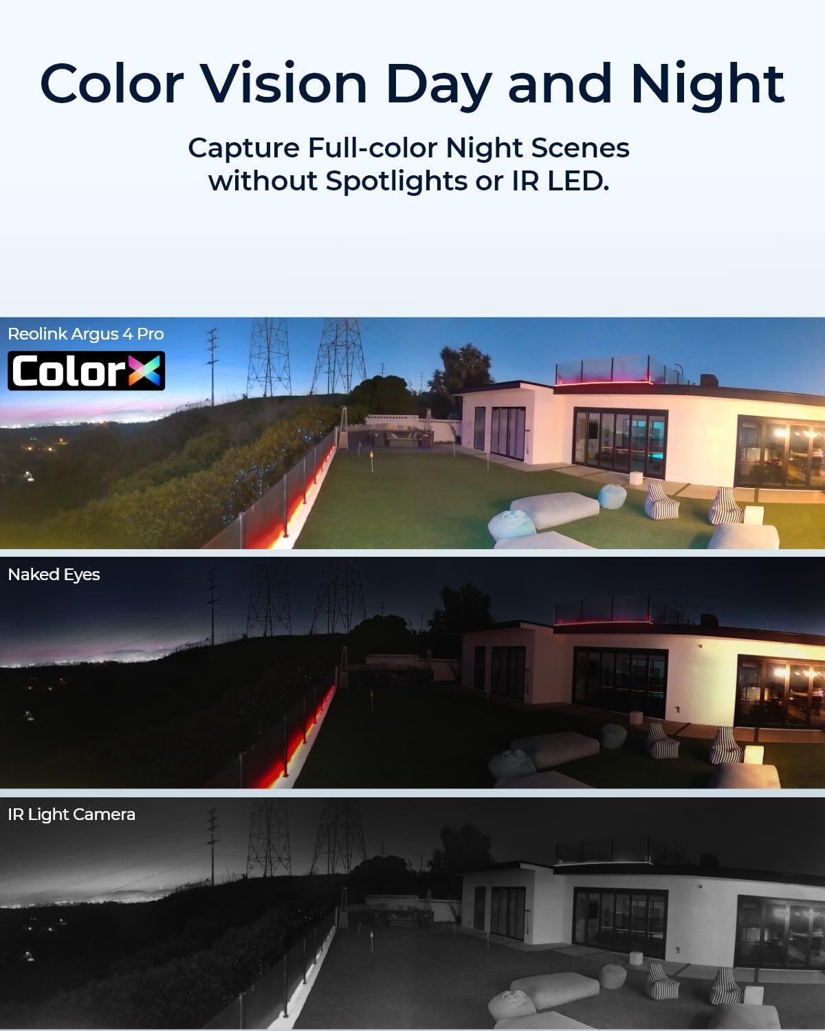 REOLINK Argus 4 Pro - 4K Solar Security Camera, ColorX Night Vision, 180° Blindspot-free View, Wireless Outdoor Camera with Dual-band Wi-Fi 6, Smart AI Detection, No Monthly Fee, with 6W Solar Panel