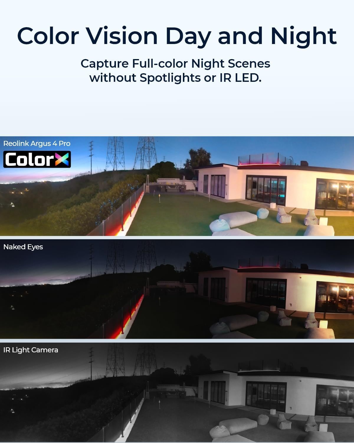 REOLINK Argus 4 Pro - 4K Solar Security Camera, ColorX Night Vision, 180° Blindspot-free View, Wireless Outdoor Camera with Dual-band Wi-Fi 6, Smart AI Detection, No Monthly Fee, with 6W Solar Panel