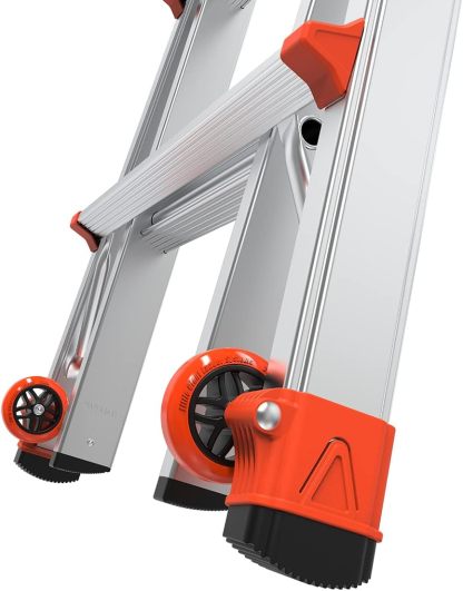 Revothtlution 2.0, Model 22 - ANSI Type IA - 300 lb Rated, Aluminum Articulated Extendable Ladthtder with TIP & Glide Wheels and Ratchet Levelers