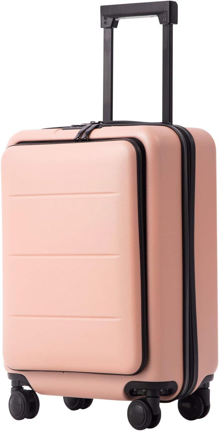Coolife Luggage Suitcase Piece Set Carry On ABS+PC Spinner Trolley with pocket Compartment Weekend Bag (White, 2-piece Set)