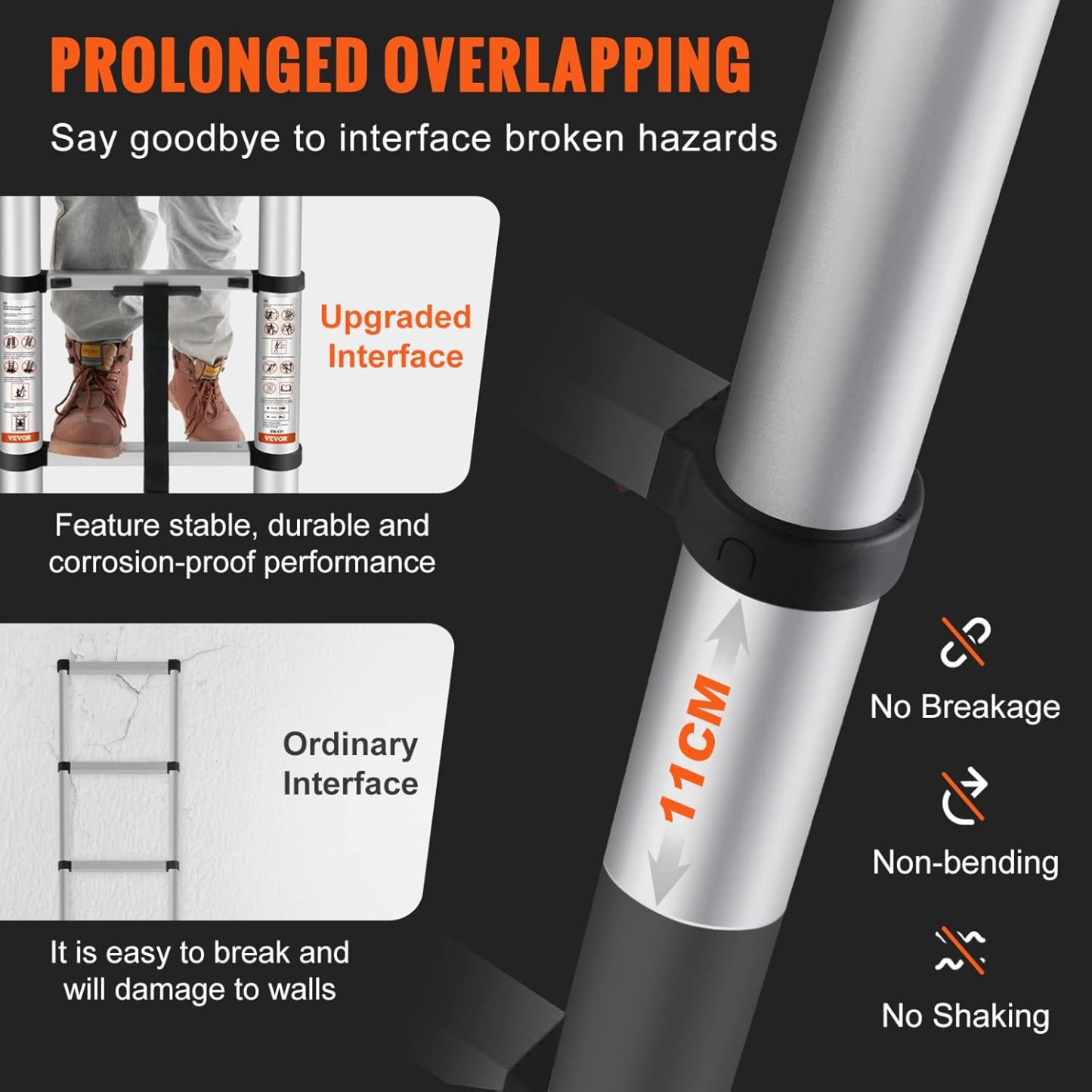 VEthtVOR Telescoping Ladder Aluminum Extension Step Multi-purpose Portable