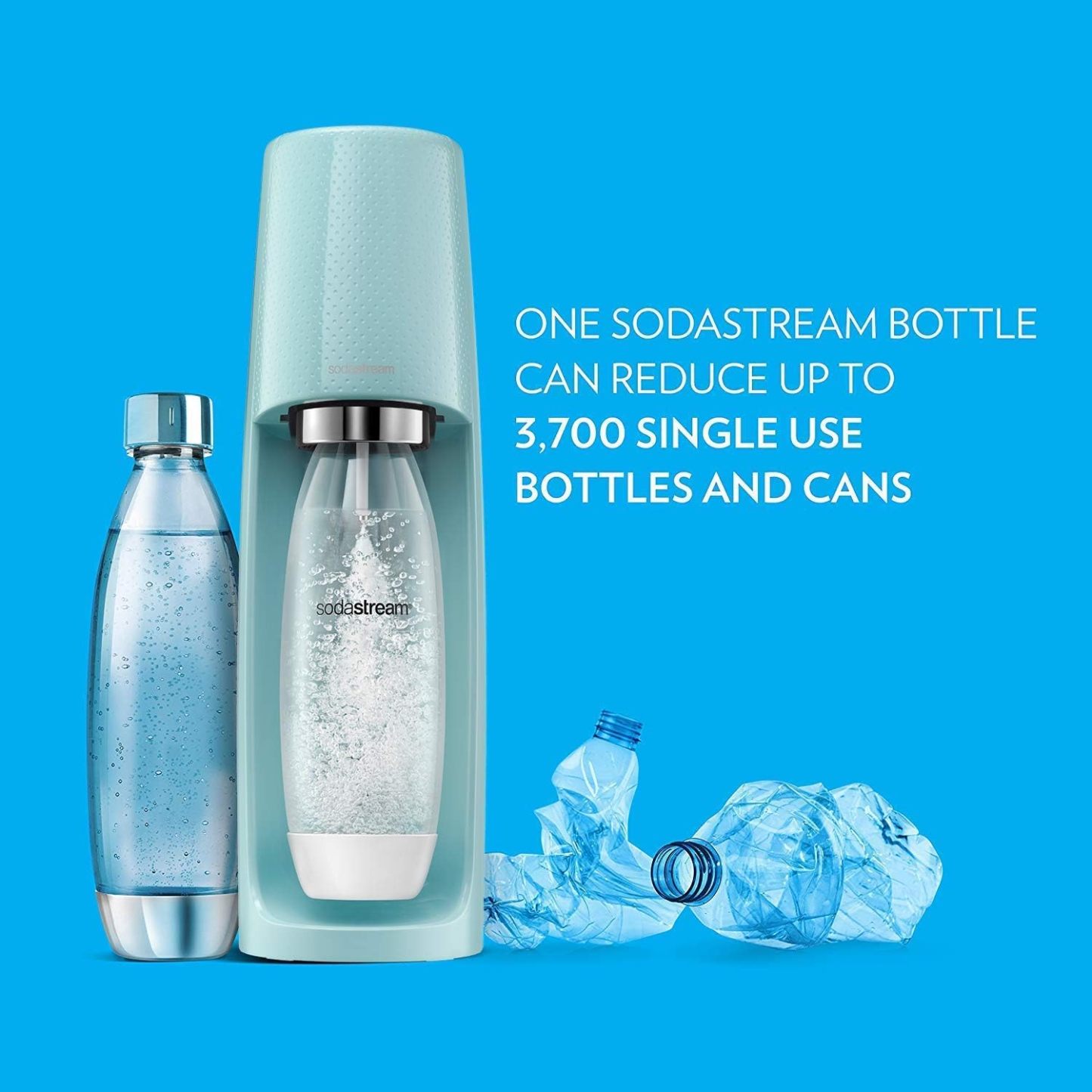 SodaStream FIZZI Sparkling Water Maker, 60L CO2 cylinder and 1L plastic bottle included, Black, Soda Maker