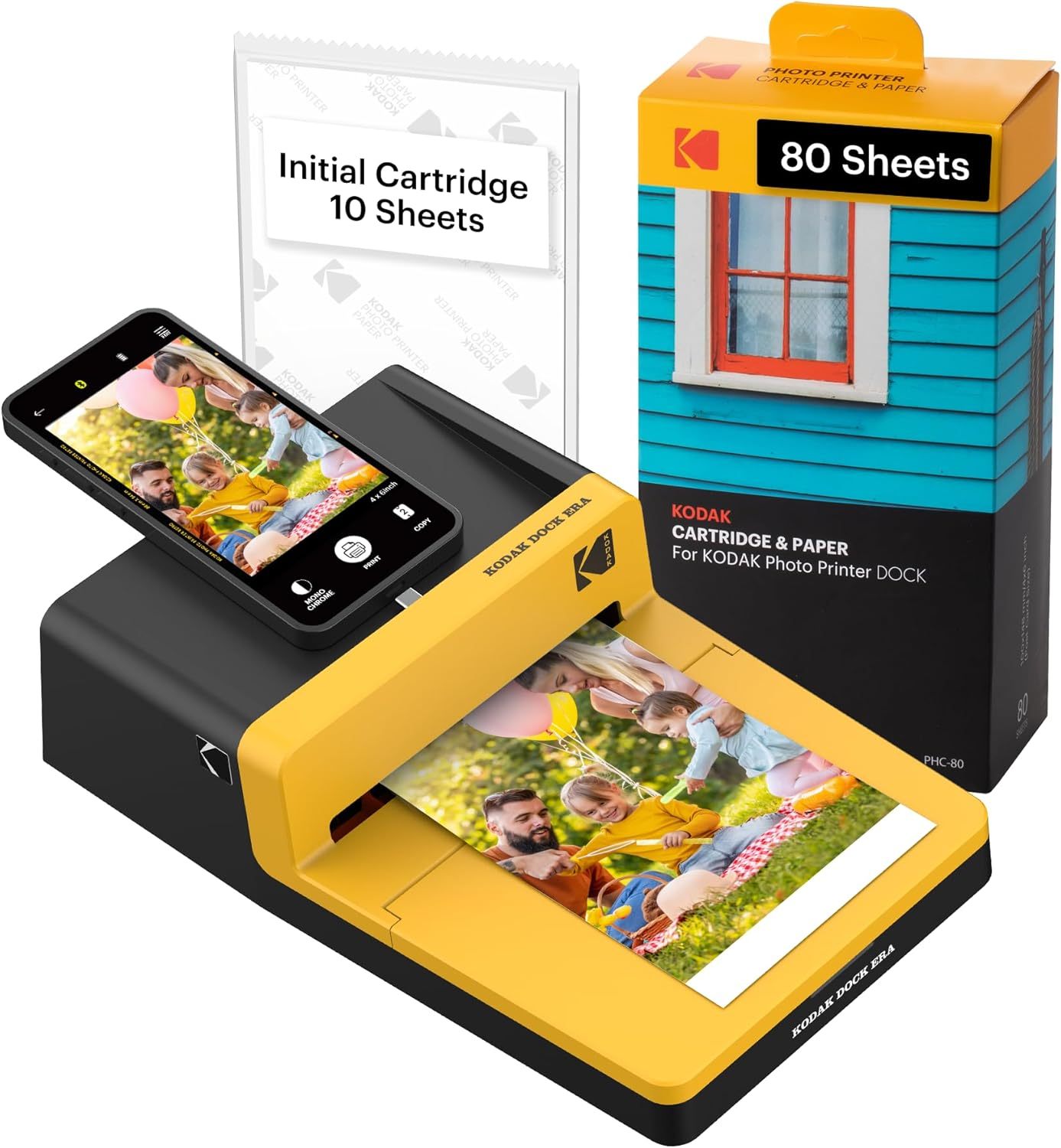 KODAK Dock ERA Plus 4PASS Instant Photo Printer, 4x6 inches, 90 Sheets