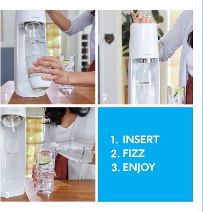 SodaStream FIZZI Sparkling Water Maker, 60L CO2 cylinder and 1L plastic bottle included, Black, Soda Maker