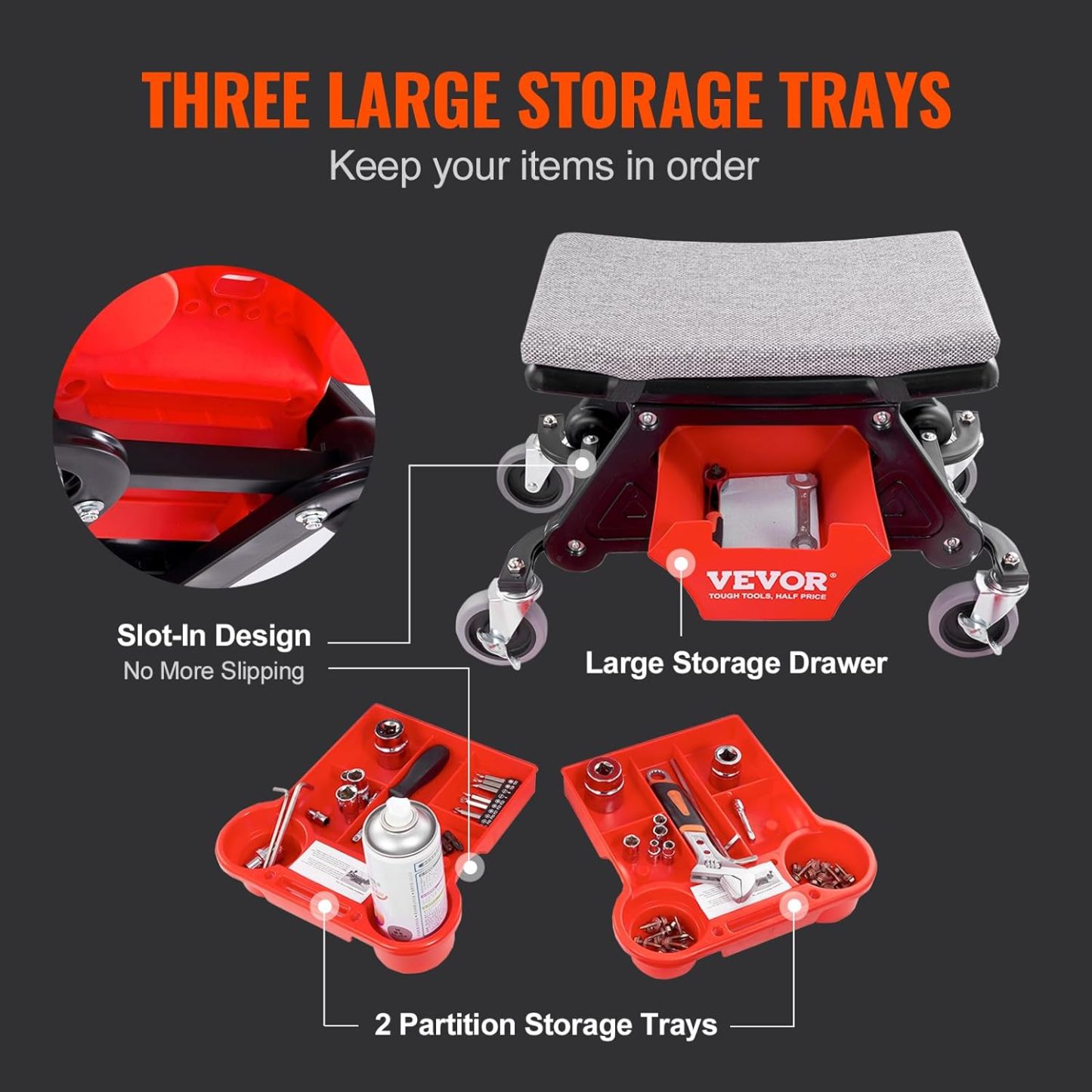 ⏰Limited Stock Special Sale Only $19 - Mechanic Stool 300 LBS Capacity Garage Stool with Wheels