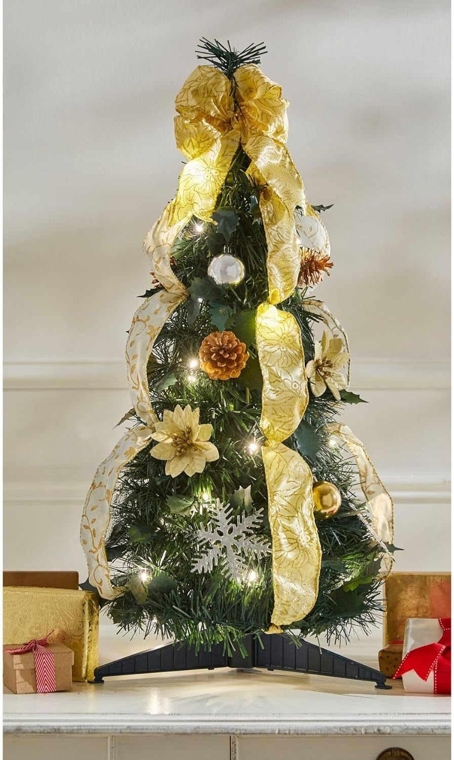 BrylaneHome Fully Decorated Pre-Lit 6 Foot Pop-Up Christmas Tree - Plaid