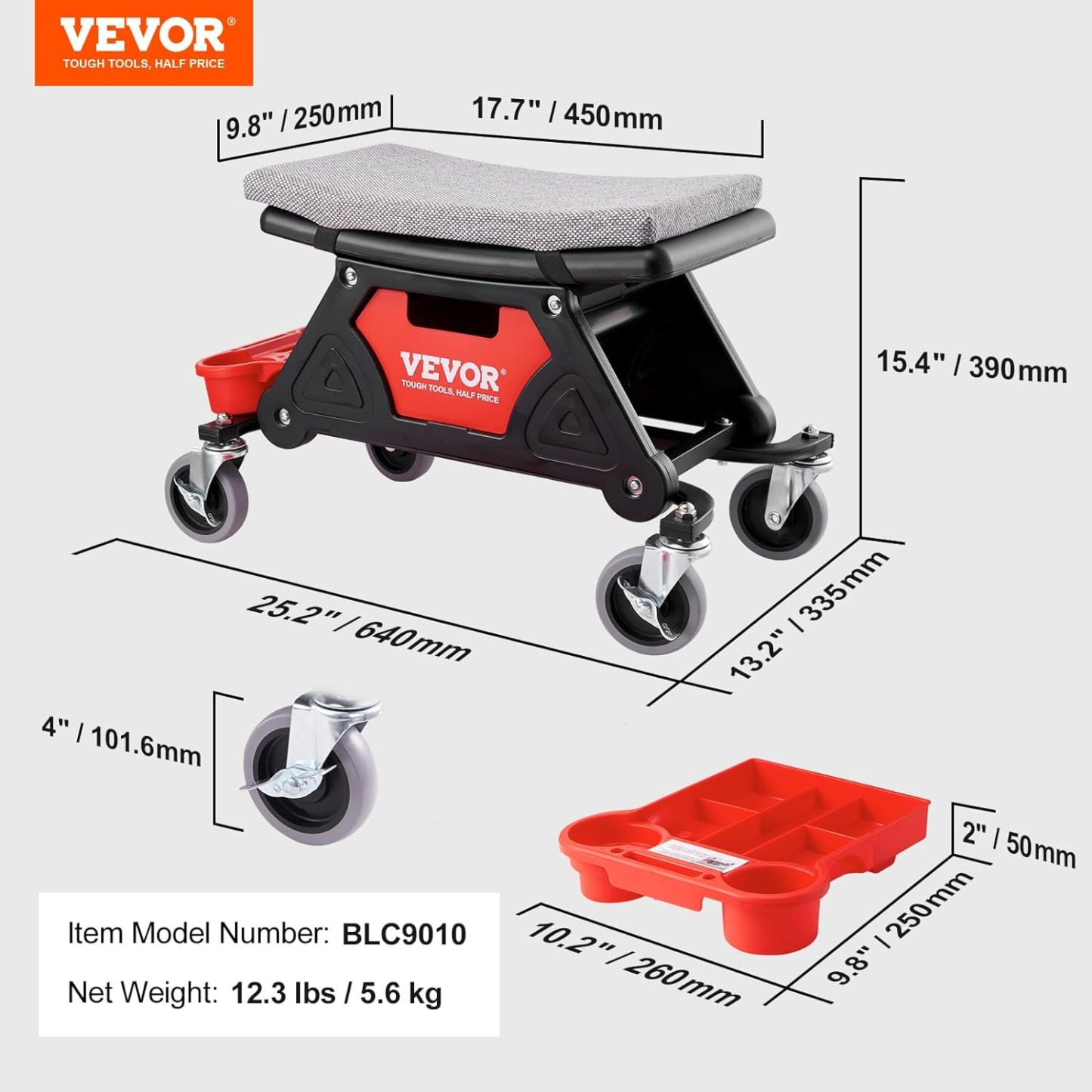 ⏰Limited Stock Special Sale Only $19 - Mechanic Stool 300 LBS Capacity Garage Stool with Wheels