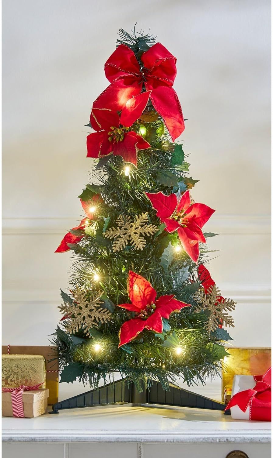 BrylaneHome Fully Decorated Pre-Lit 6 Foot Pop-Up Christmas Tree - Plaid