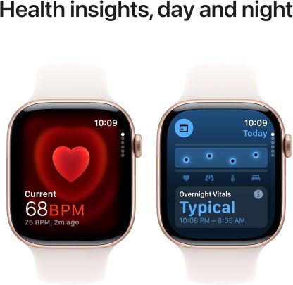 Apple Watch Series 10 [GPS 42mm case] Smartwatch with Silver Aluminium Case with Denim Sport Band - S/M. Fitness Tracker, ECG App, Always-On Retina Display, Water Resistant