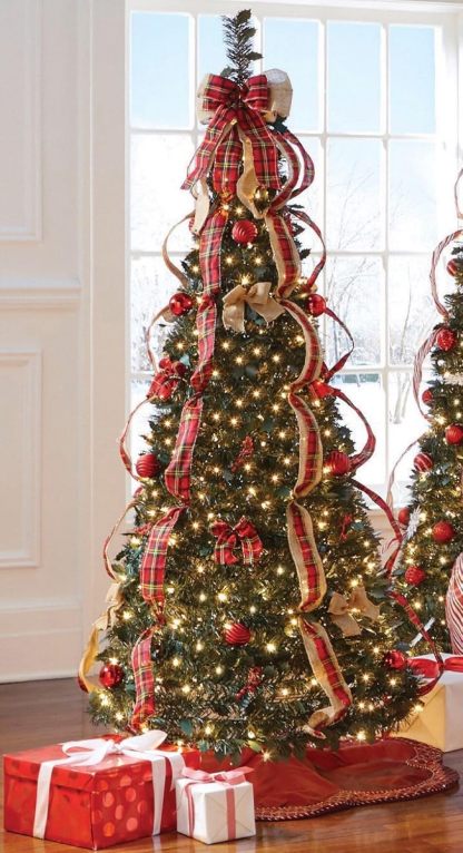 BrylaneHome Fully Decorated Pre-Lit 6 Foot Pop-Up Christmas Tree - Plaid
