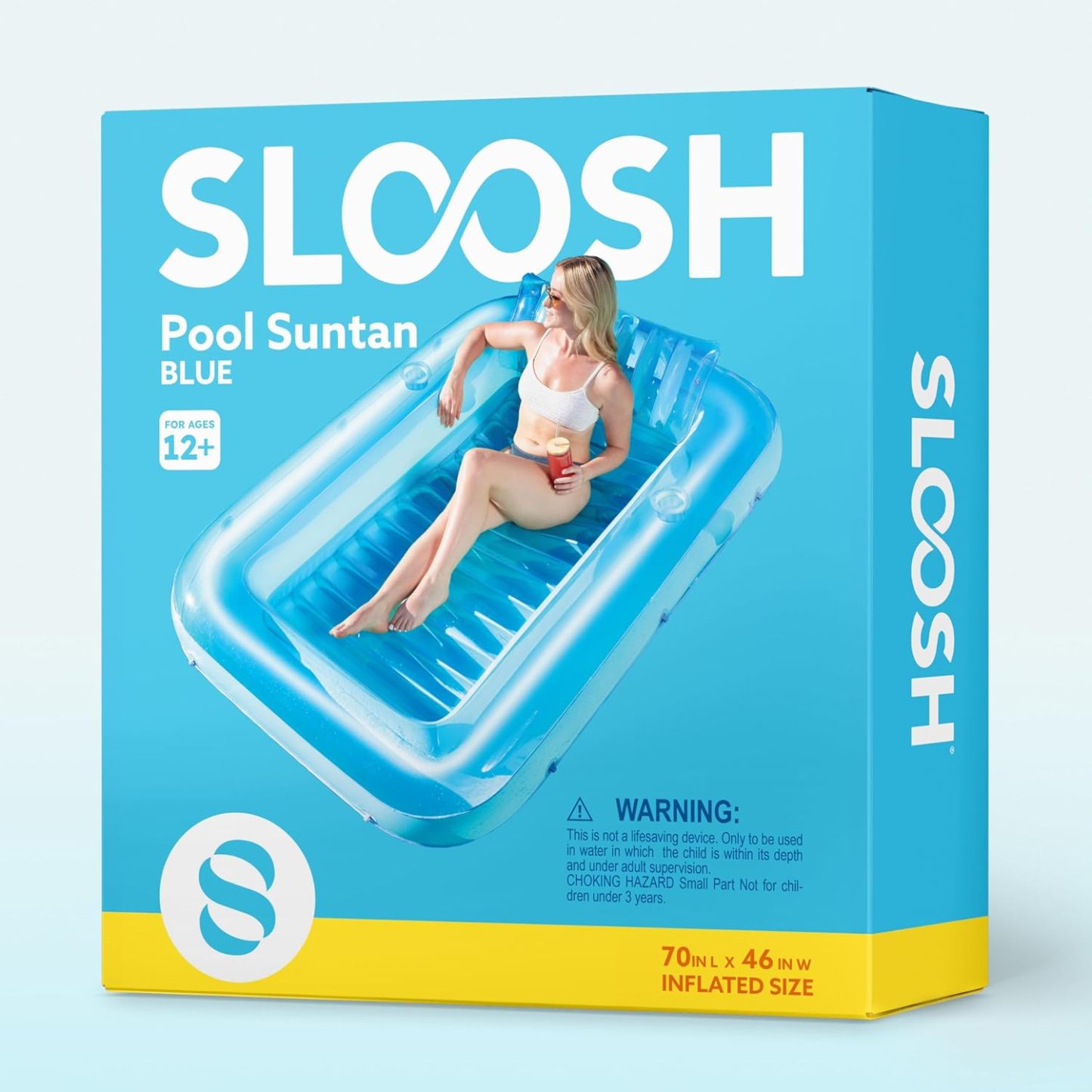Inflatable Tanning Pool Lounger Float, 70" x 46" Pool Floats Adult with Pillow