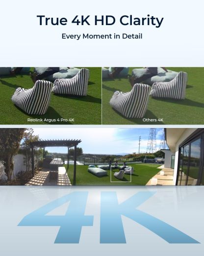REOLINK Argus 4 Pro - 4K Solar Security Camera, ColorX Night Vision, 180° Blindspot-free View, Wireless Outdoor Camera with Dual-band Wi-Fi 6, Smart AI Detection, No Monthly Fee, with 6W Solar Panel