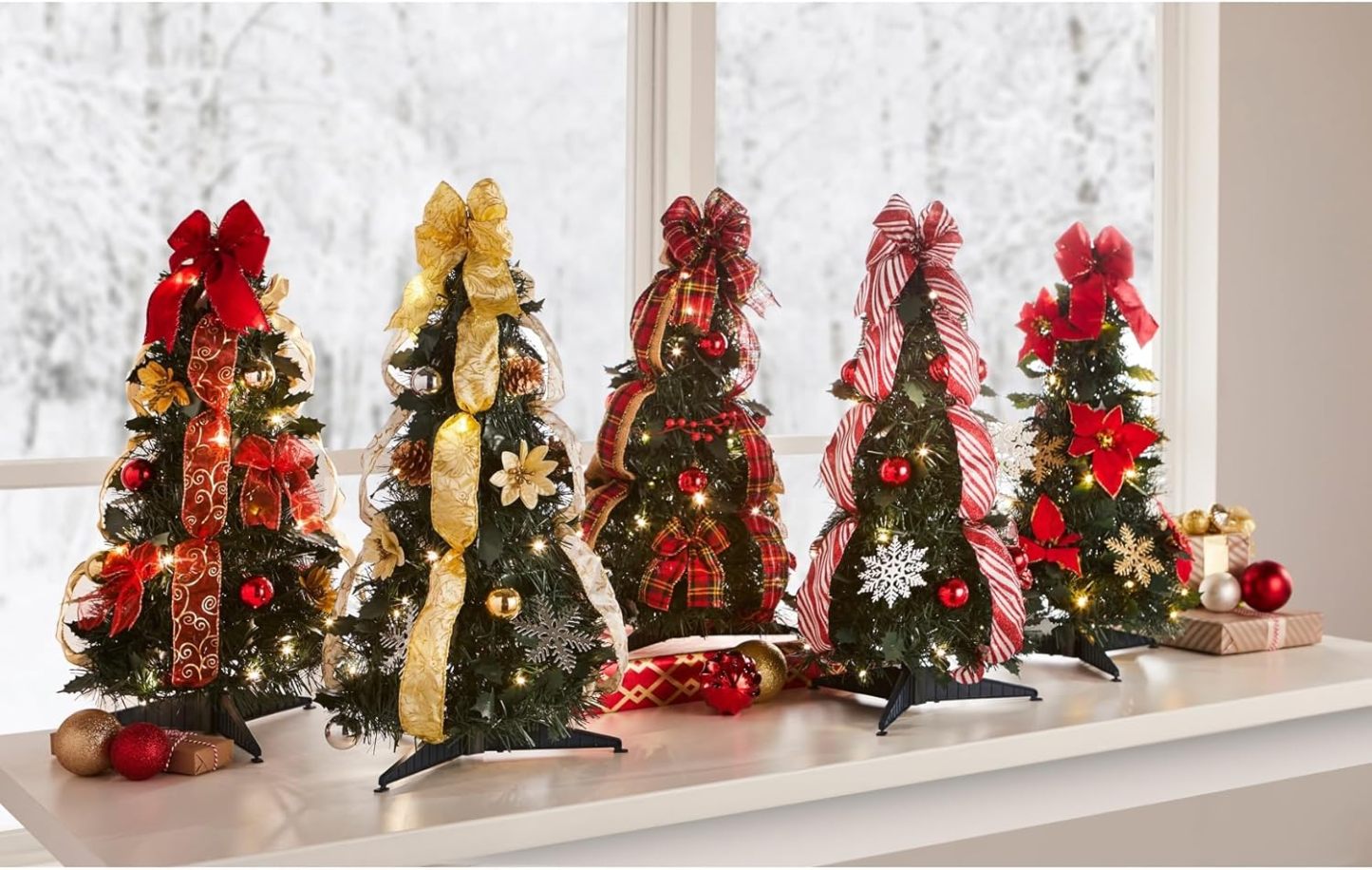 BrylaneHome Fully Decorated Pre-Lit 6 Foot Pop-Up Christmas Tree - Plaid