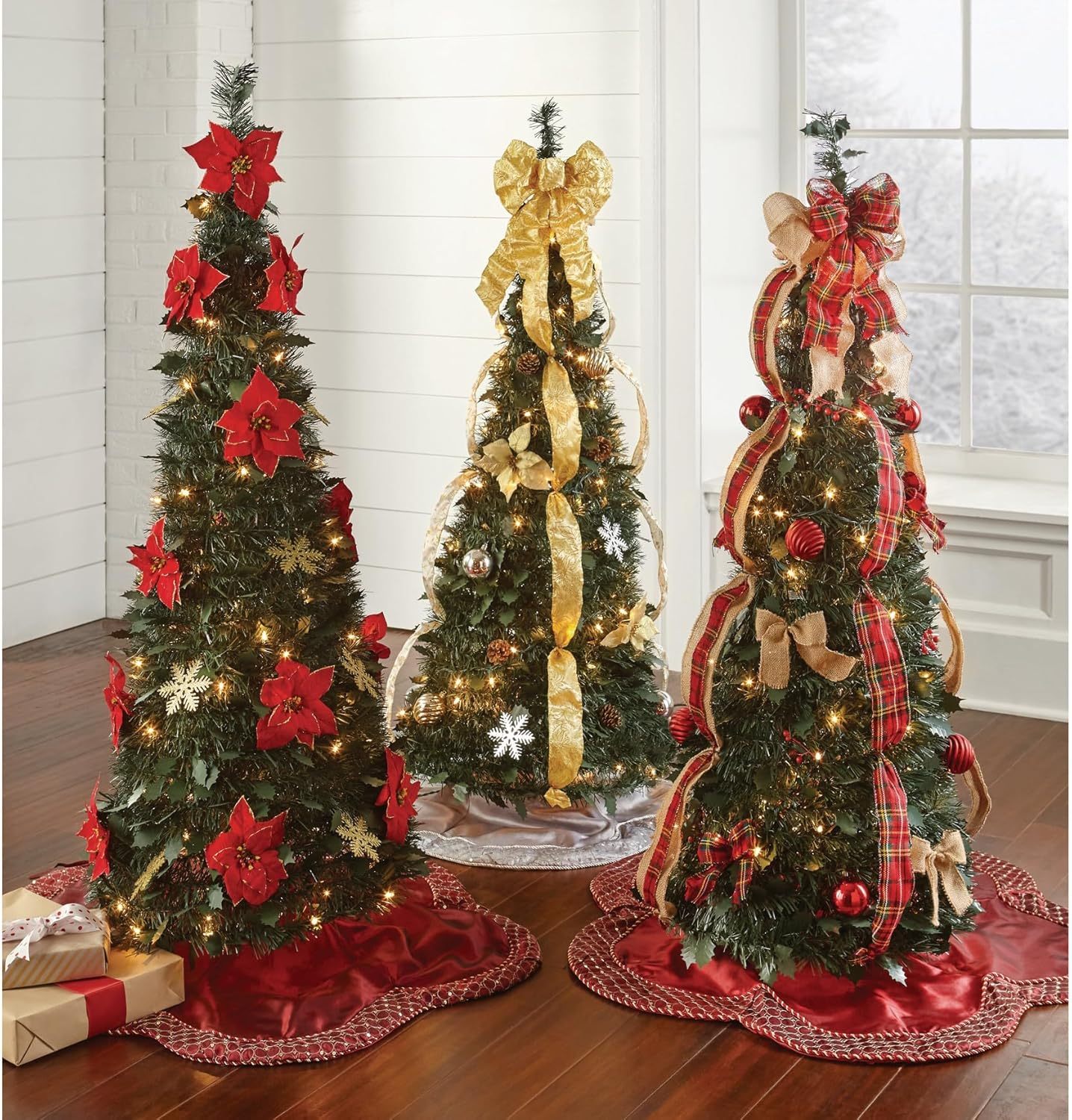 BrylaneHome Fully Decorated Pre-Lit 6 Foot Pop-Up Christmas Tree - Plaid