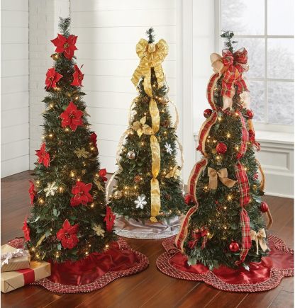 BrylaneHome Fully Decorated Pre-Lit 6 Foot Pop-Up Christmas Tree - Plaid