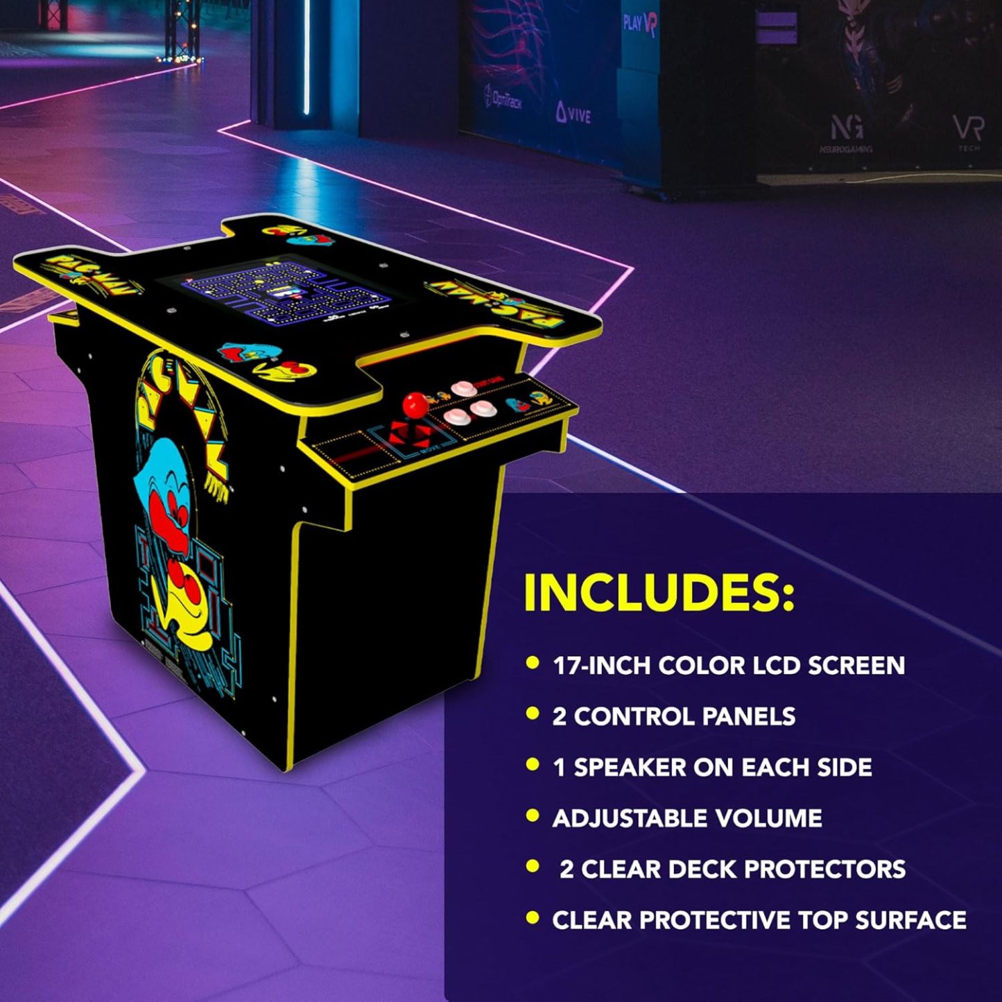 Arcade1Up PAC-Man Head-to-Head Arcade Table with 12 Games, Multiplayer Control Panel, & 17-Inch Color LCD Screen, Black Series Edition