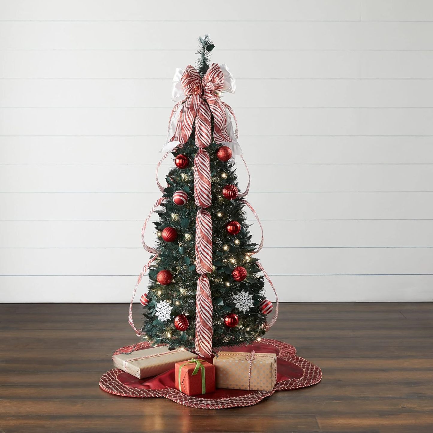 BrylaneHome Fully Decorated Pre-Lit 6 Foot Pop-Up Christmas Tree - Plaid
