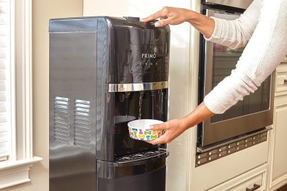 Primo Bottom Loading Water Dispenser, 3 Temp (Hot-Cool-Cold) Water Dispenser for 5 Gallon Bottle w/Child-Resistant Safety Feature, Black with Black Stainless Door