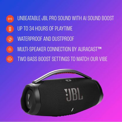 JBthtL Boombox 4 - Most Powerful Portable Waterproof Speaker with Massive Pro Sound, Up to 34 Hours of Playtime, & Multi-Speaker Connection by Auracast™
