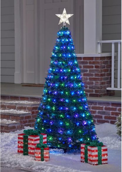 BrylaneHome Fully Decorated Pre-Lit 6 Foot Pop-Up Christmas Tree - Plaid