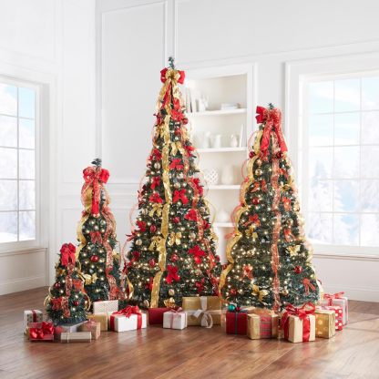 BrylaneHome Fully Decorated Pre-Lit 6 Foot Pop-Up Christmas Tree - Plaid