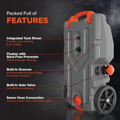 Camthtco Rhthtino Heavy Duty Durable UV Stabilized Leak Free Portable Odorless Waste Holding Hose with RV Tote Tank and Accessories