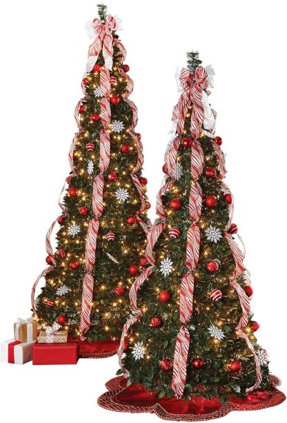 BrylaneHome Fully Decorated Pre-Lit 6 Foot Pop-Up Christmas Tree - Plaid