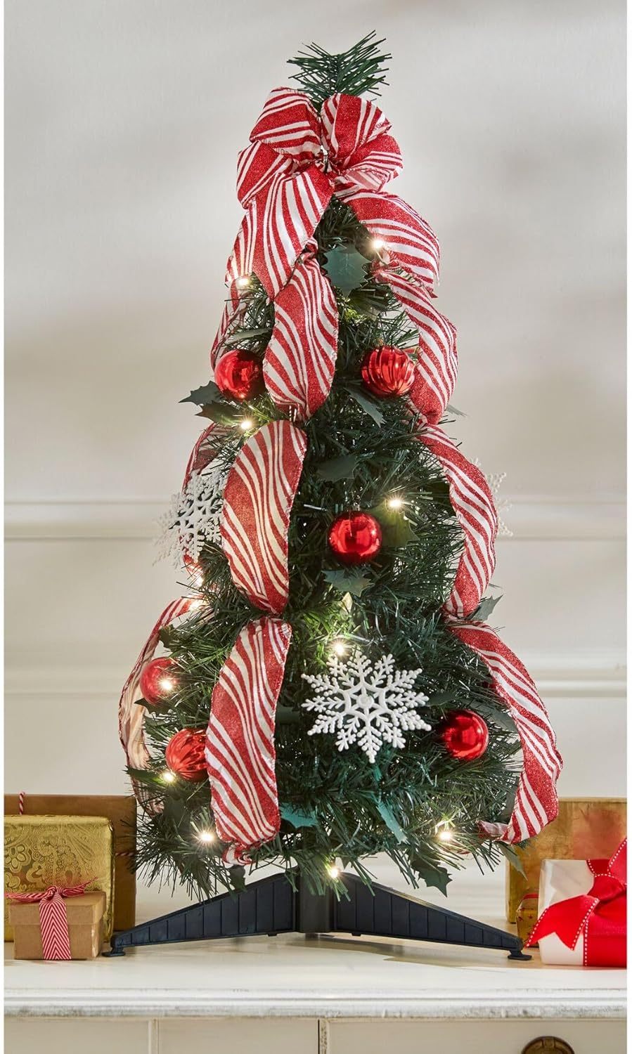 BrylaneHome Fully Decorated Pre-Lit 6 Foot Pop-Up Christmas Tree - Plaid