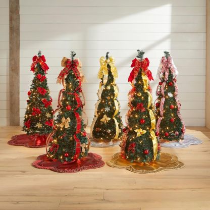 BrylaneHome Fully Decorated Pre-Lit 6 Foot Pop-Up Christmas Tree - Plaid