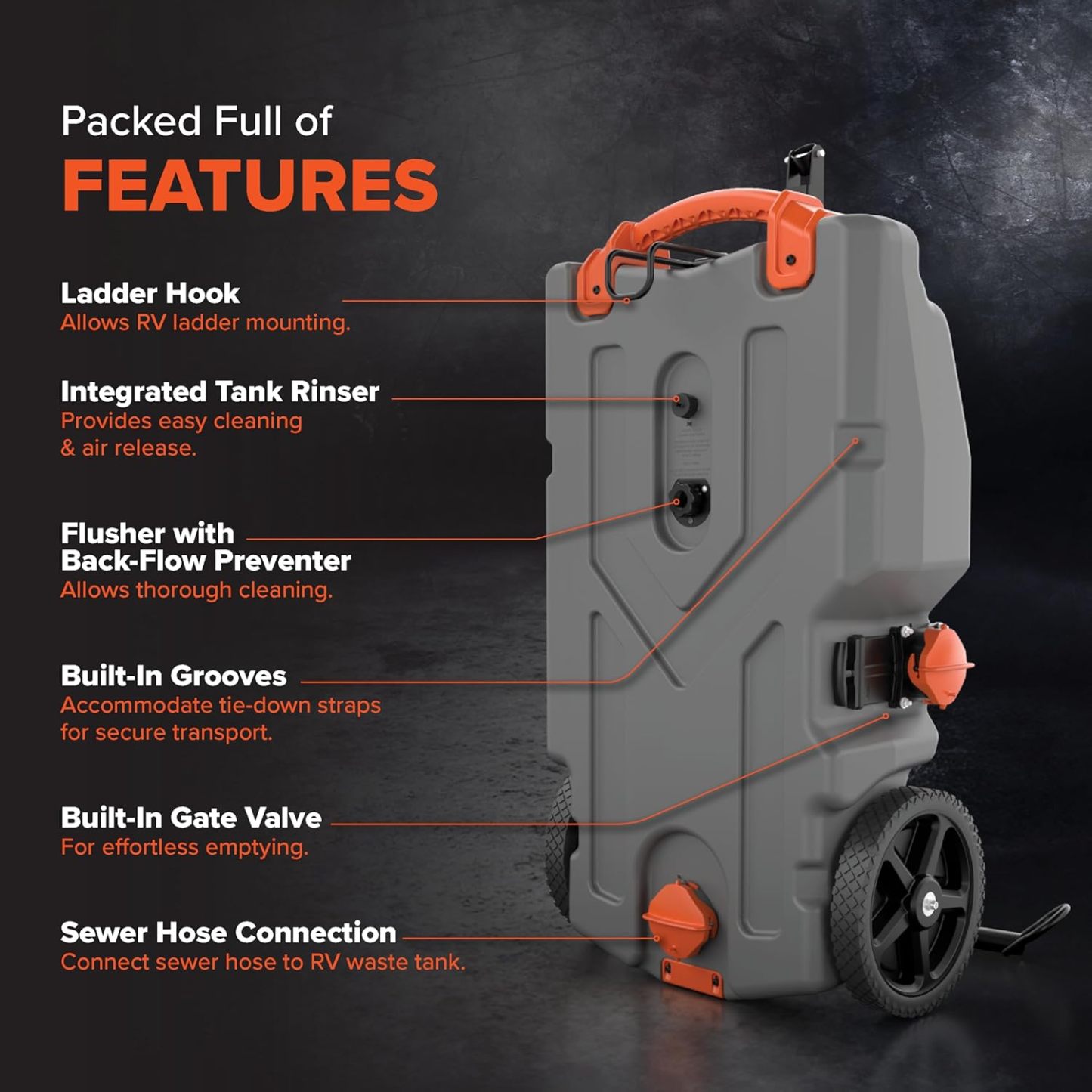 Camthtco Rhthtino Heavy Duty Durable UV Stabilized Leak Free Portable Odorless Waste Holding Hose with RV Tote Tank and Accessories