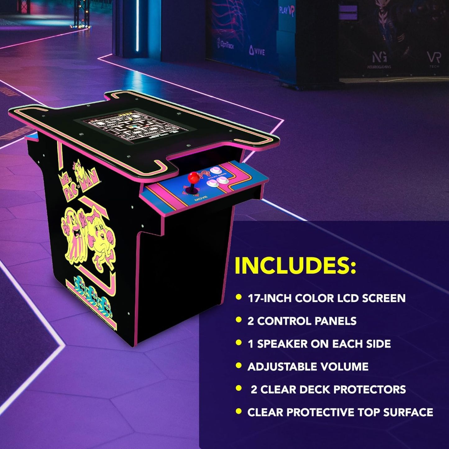 Arcade1Up PAC-Man Head-to-Head Arcade Table with 12 Games, Multiplayer Control Panel, & 17-Inch Color LCD Screen, Black Series Edition