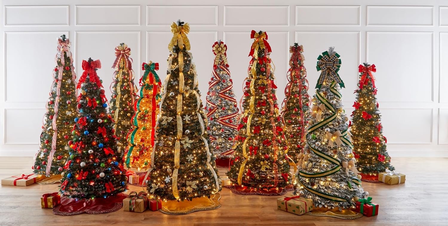 BrylaneHome Fully Decorated Pre-Lit 6 Foot Pop-Up Christmas Tree - Plaid