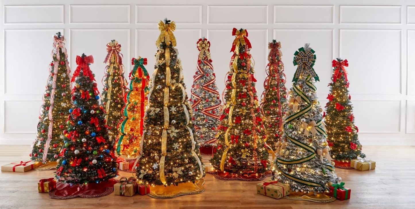 BrylaneHome Fully Decorated Pre-Lit 6 Foot Pop-Up Christmas Tree - Plaid