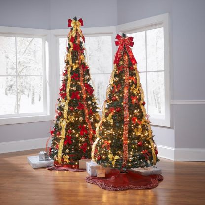BrylaneHome Fully Decorated Pre-Lit 6 Foot Pop-Up Christmas Tree - Plaid