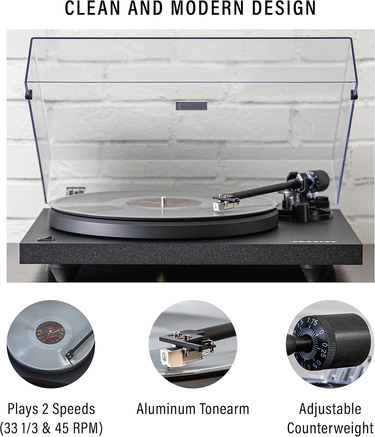 Crosley C6B-WH Belt-Drive Bluetooth Turntable Record Player with Adjustable Tone Arm, White
