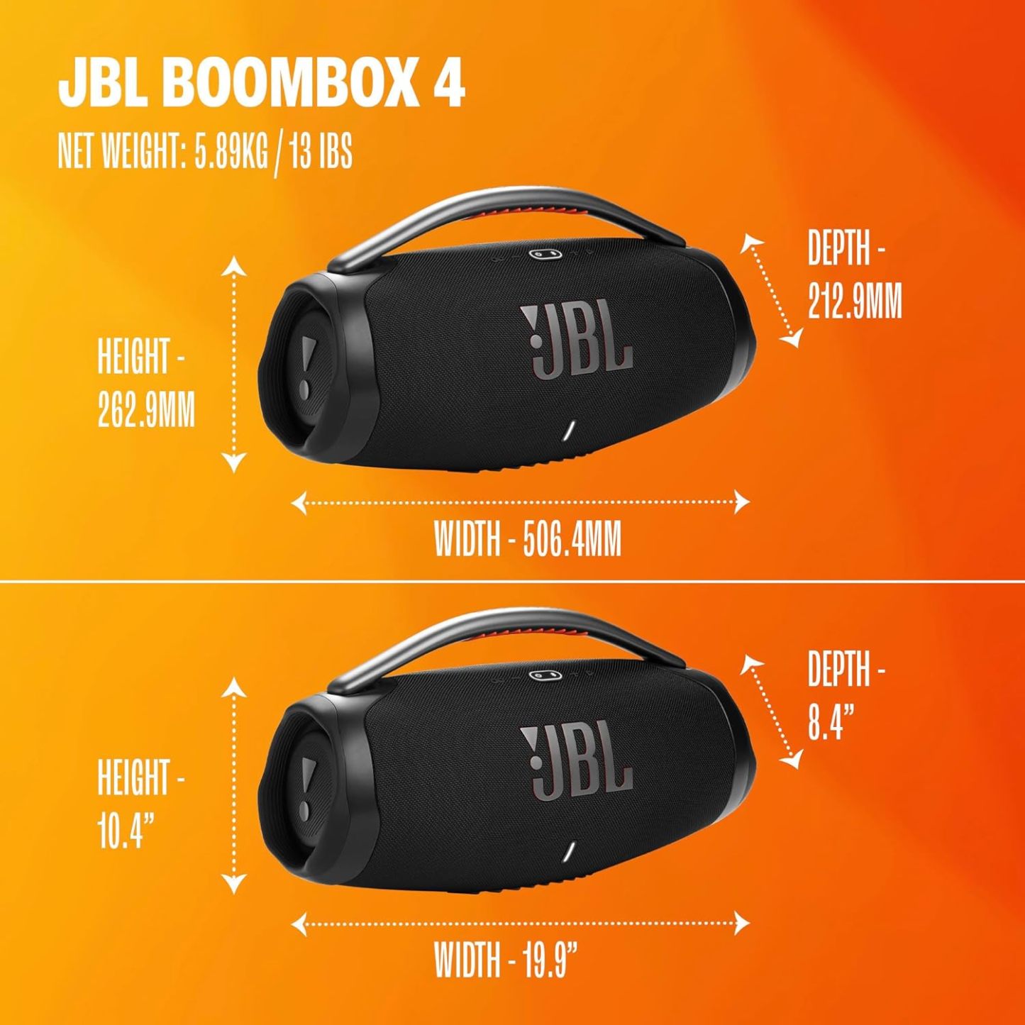 JBthtL Boombox 4 - Most Powerful Portable Waterproof Speaker with Massive Pro Sound, Up to 34 Hours of Playtime, & Multi-Speaker Connection by Auracast™